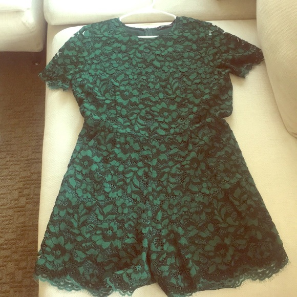 green lace playsuit